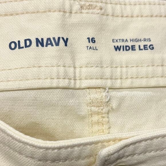 NWT OLD NAVY Womens Extra High Rise Wide Leg Pants Sz 16 Tall Off White 90s Boho - Picture 5 of 5
